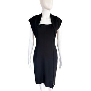 ST. JOHN Black Sparkle Rhinestone Sheath Cocktail Dress 6